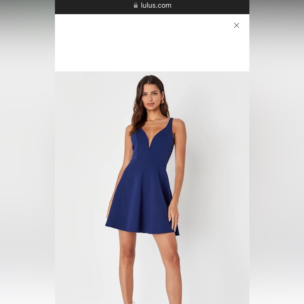 Love Galore Navy Blue Strappy Sleeveless Skater Dress